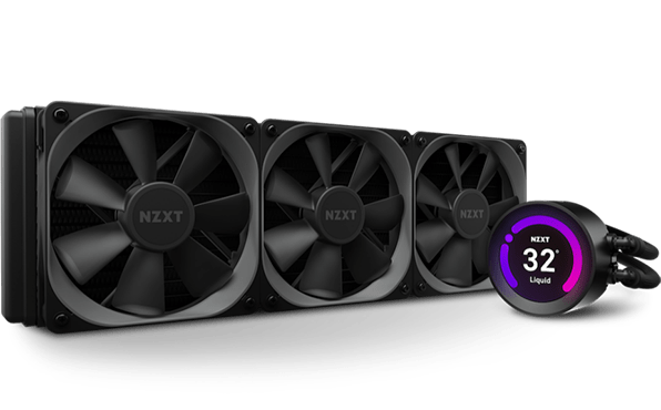 NZXT Kraken Z73 360mm AIO liquid CPU cooler including a water cooling head with LCD screen